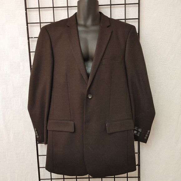 ANDRE LANZINO MEN'S 100% WOOL BLK/BRN MINI CHECK SPORT JACKET. - Picture 1 of 8